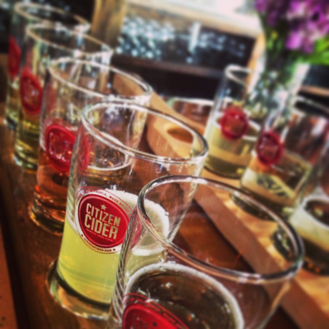 Citizen Cider has a piece of my heart.  We did two flights and tried it all.  They create awesome cider using apples, cranberries, and beer yeasts. 